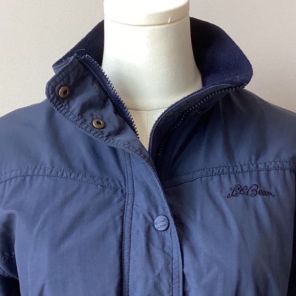 L.L. Bean Petite Fleece Lined Windbreaker with Removable Hood - Blue - SP - Picture 5 of 11